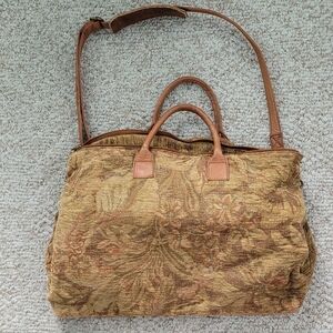 JJILL leather carpet bag with removable strap.